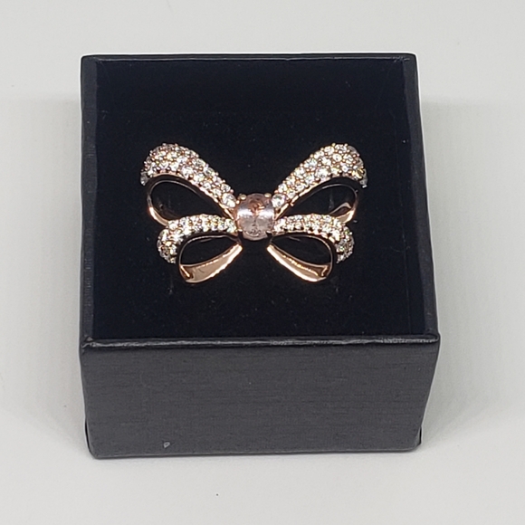 AAA Natural Pink Morganite & Pave Set Moissanite Bow Ring in 18k Rose Gold over - Picture 10 of 10